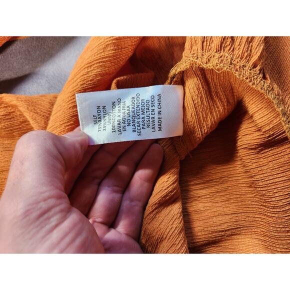 Storia Peasant Shift Dress Size Small Burnt Orange Tunic Shift Bell Sleeve New - Picture 7 of 12